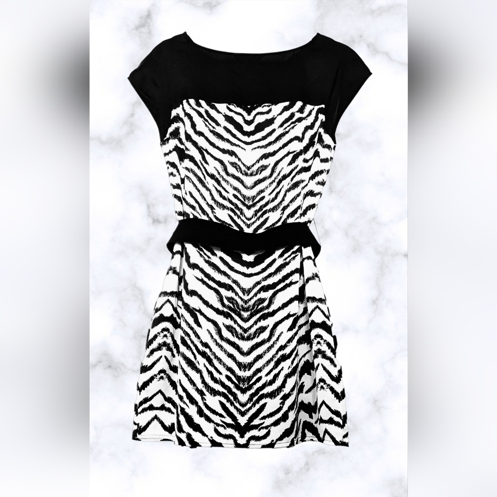 Express Black & White Animal Print Zebra Dress